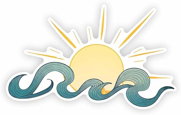 Ocean and Sun - Beach - Gifts - Trendy Cute Sticker Bumper Sticker Vinyl Decal for Window| Car | Motorcycle | Truck | Laptop | Any Smooth Surface | Size: 5"